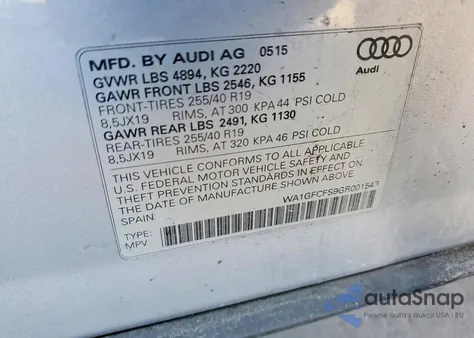 2016 Audi Q3 Prestige из США, поврежденный, VIN WA1GFCFS9GR001543